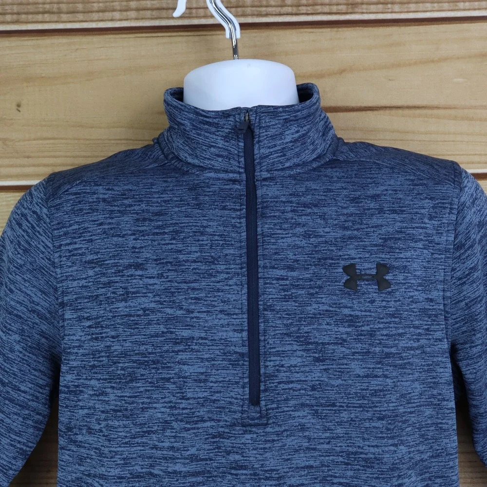 Under Armour Coldgear 1/4 Zip Jacket Loose Fit Mens‎ Size S Dark Blue Heathered